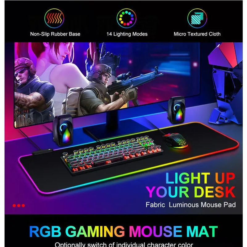 Mouse Pad Gamer Iluminado led Rgb Grande 80 cm por 30 com Mousepad gamer Led com