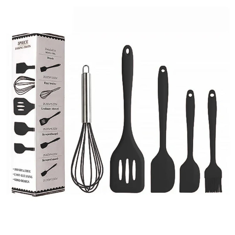 Kit de 5 Utensílios de Cozinha - Cores Sortidas - Design Resistente e Moderno