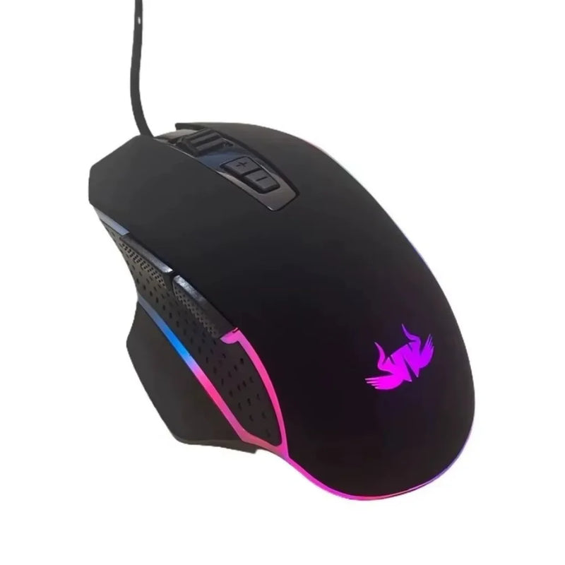 Mouse Gamer Com Fio Led RGB com Botões Laterais 4800DPI Para Jogar Gamming Rato