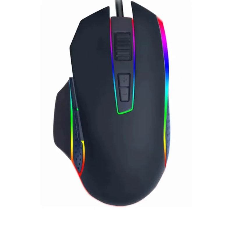 Mouse Gamer Com Fio Led RGB com Botões Laterais 4800DPI Para Jogar Gamming Rato