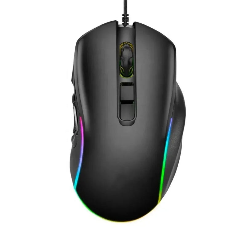 Mouse Gamer 7200DPI 10 Botões Macro LED RGB Com Fio Alta Precisão Ergonômico