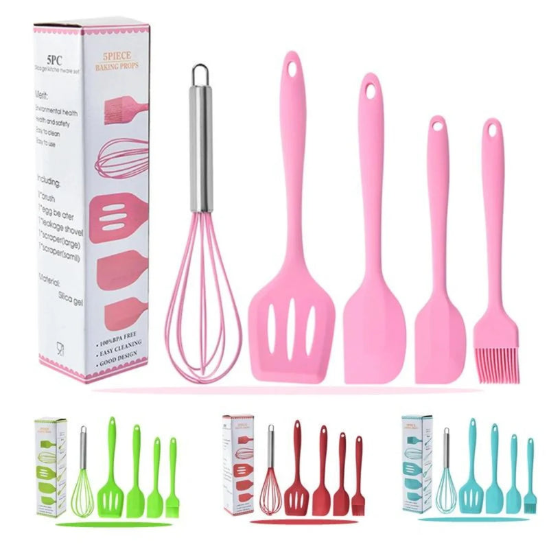 Kit de 5 Utensílios de Cozinha - Cores Sortidas - Design Resistente e Moderno