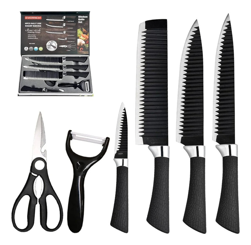 Kit Completo Facas de Cozinha Profissional - Conjunto Premium - Facas de Alta Qu