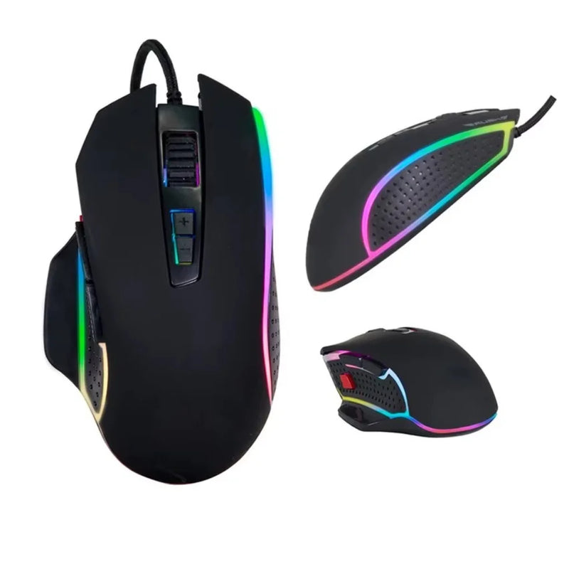 Mouse Gamer Com Fio Led RGB com Botões Laterais 4800DPI Para Jogar Gamming Rato