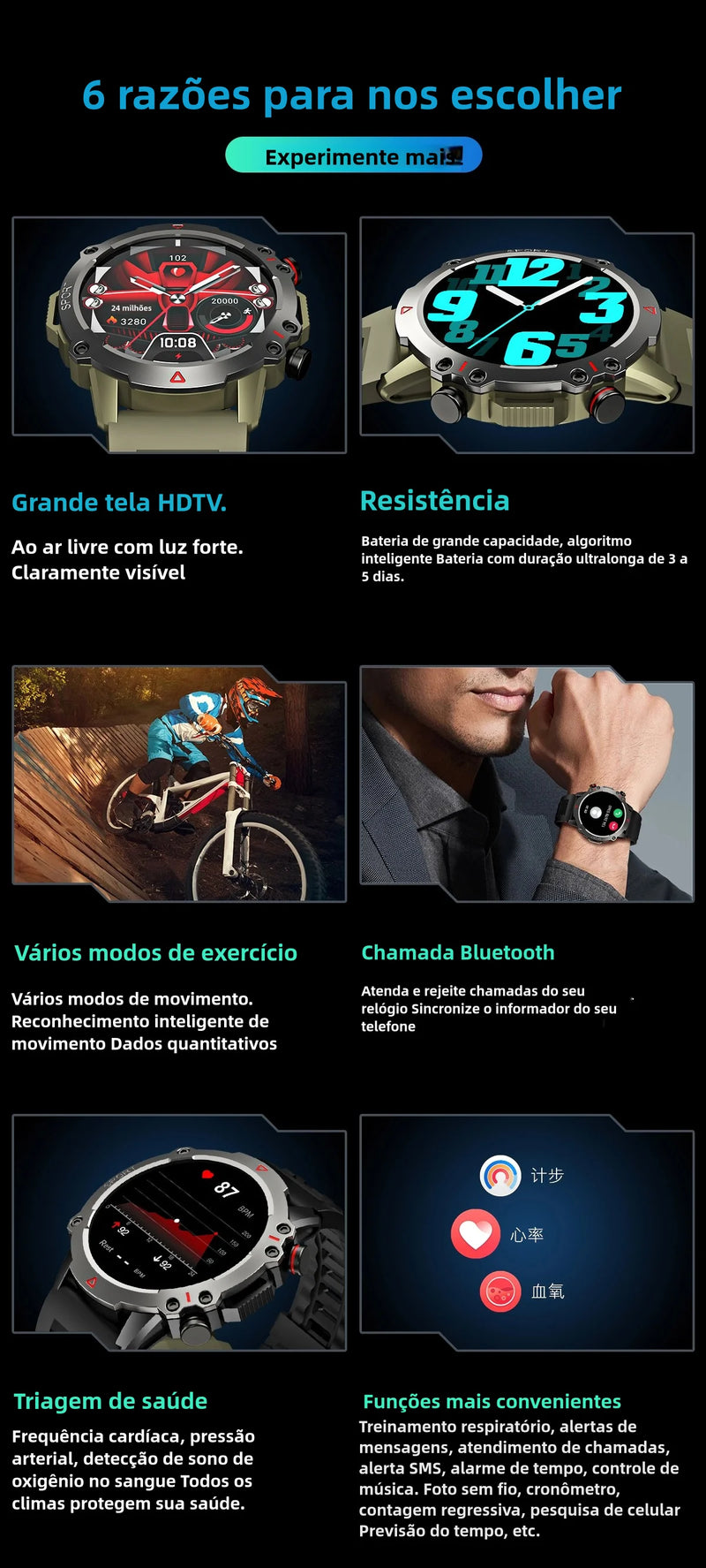 Smart Watch Homens Bluetooth Call Smartwatch Esporte à prova d&