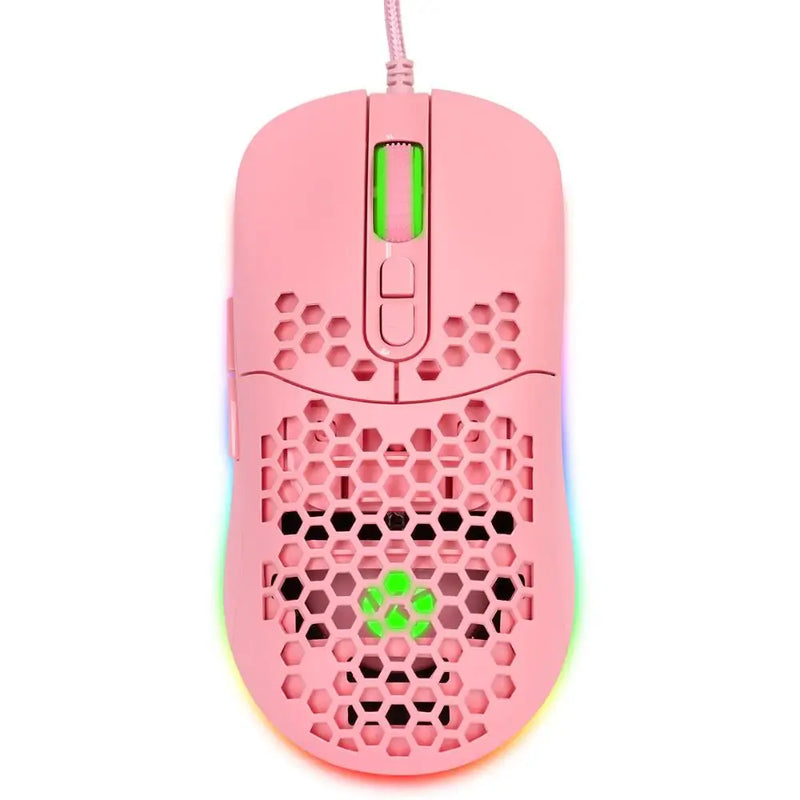 Mouse Gamer VX Gaming Void com LED RGB- 7600 DPI Rosa com Cabo USB 1.8 Metro - M