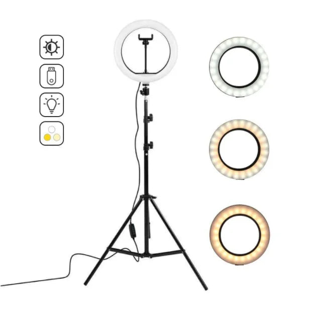 DAFUSHOP Luz Ring Light 26cm 10 Polegadas Iluminador Led + Tripé 2M Profissiona