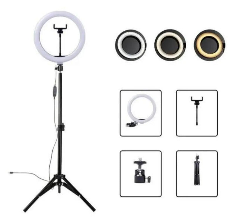 DAFUSHOP Luz Ring Light 26cm 10 Polegadas Iluminador Led + Tripé 2M Profissiona