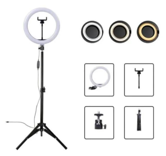 DAFUSHOP Luz Ring Light 26cm 10 Polegadas Iluminador Led + Tripé 2M Profissiona