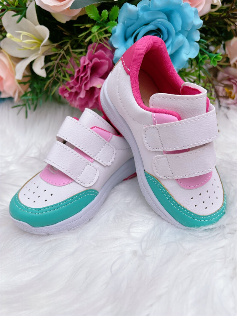 Tênis Infantil Branco e Verde C/ Velcro Meninas (3701BB)