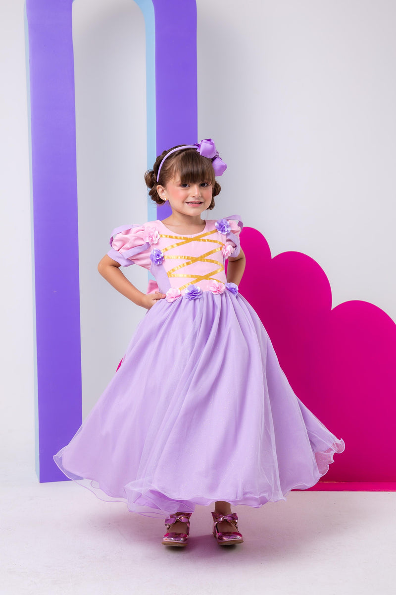 Vestido Bella Infantil/Fantasia Longa Princesa Lilas (VESTFNTSABLCHDRANZEL)