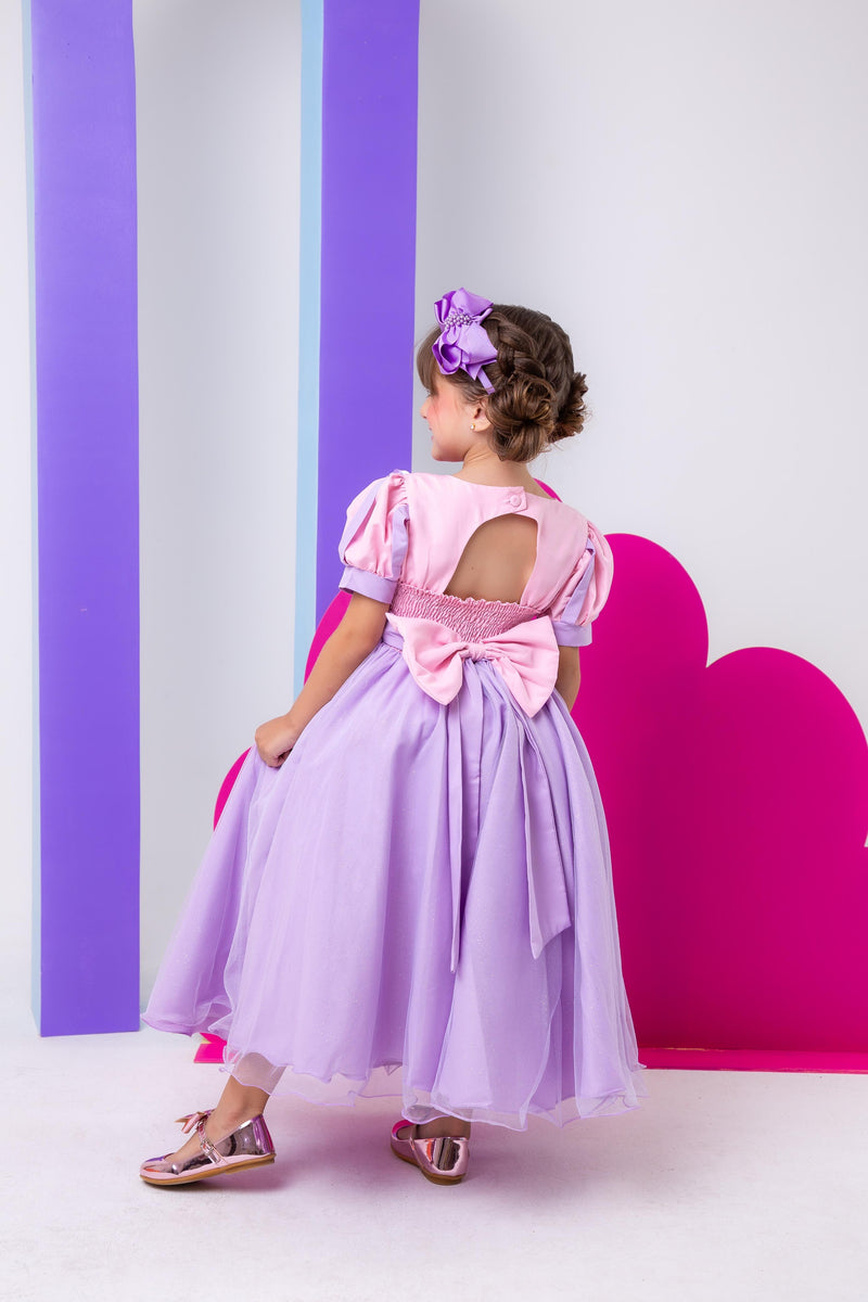 Vestido Bella Infantil/Fantasia Longa Princesa Lilas (VESTFNTSABLCHDRANZEL)