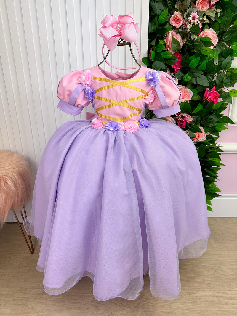 Vestido Bella Infantil/Fantasia Longa Princesa Lilas (VESTFNTSABLCHDRANZEL)