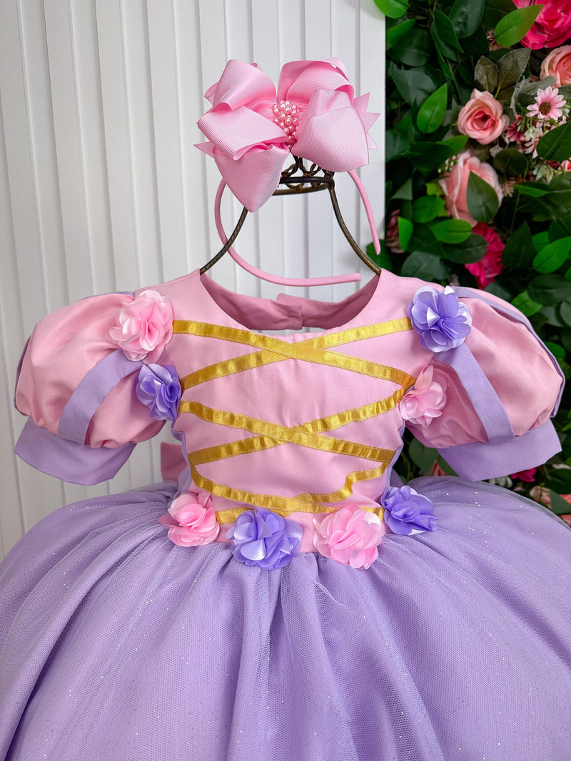 Vestido Bella Infantil/Fantasia Longa Princesa Lilas (VESTFNTSABLCHDRANZEL)