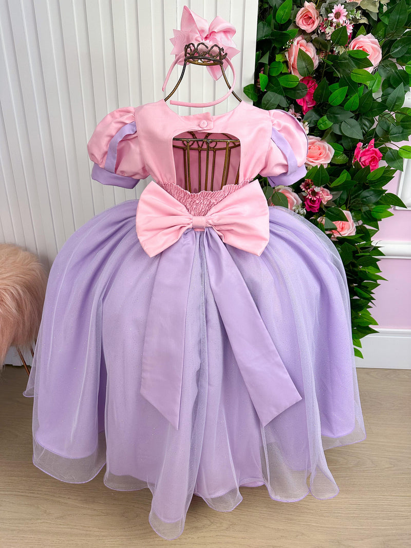 Vestido Bella Infantil/Fantasia Longa Princesa Lilas (VESTFNTSABLCHDRANZEL)